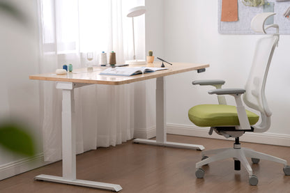 Vernal Standing Desks - Natural Bamboo/White