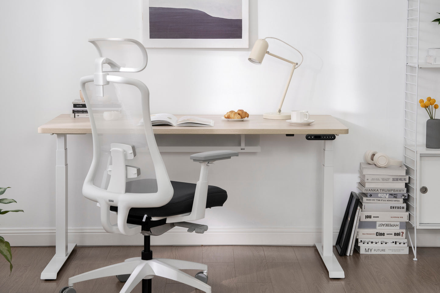 Vernal Standing Desks - Light Walnut/White
