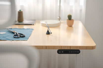 Vernal Standing Desks - Natural Bamboo/White