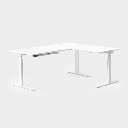 Vernal L-Shaped Standing Desks - White/White