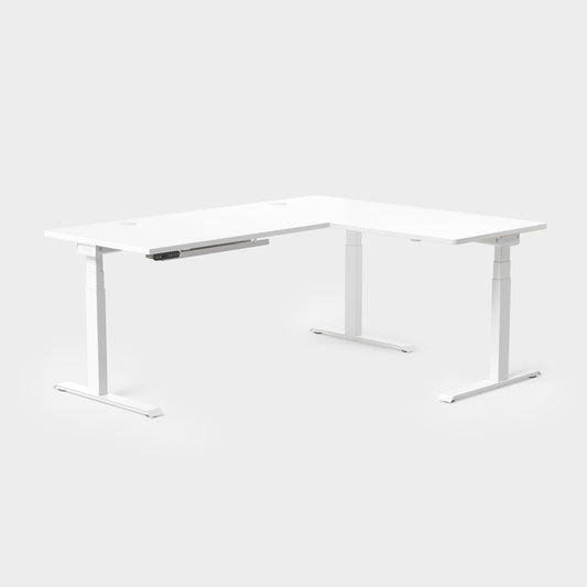 Vernal L-Shaped Standing Desks - White/White