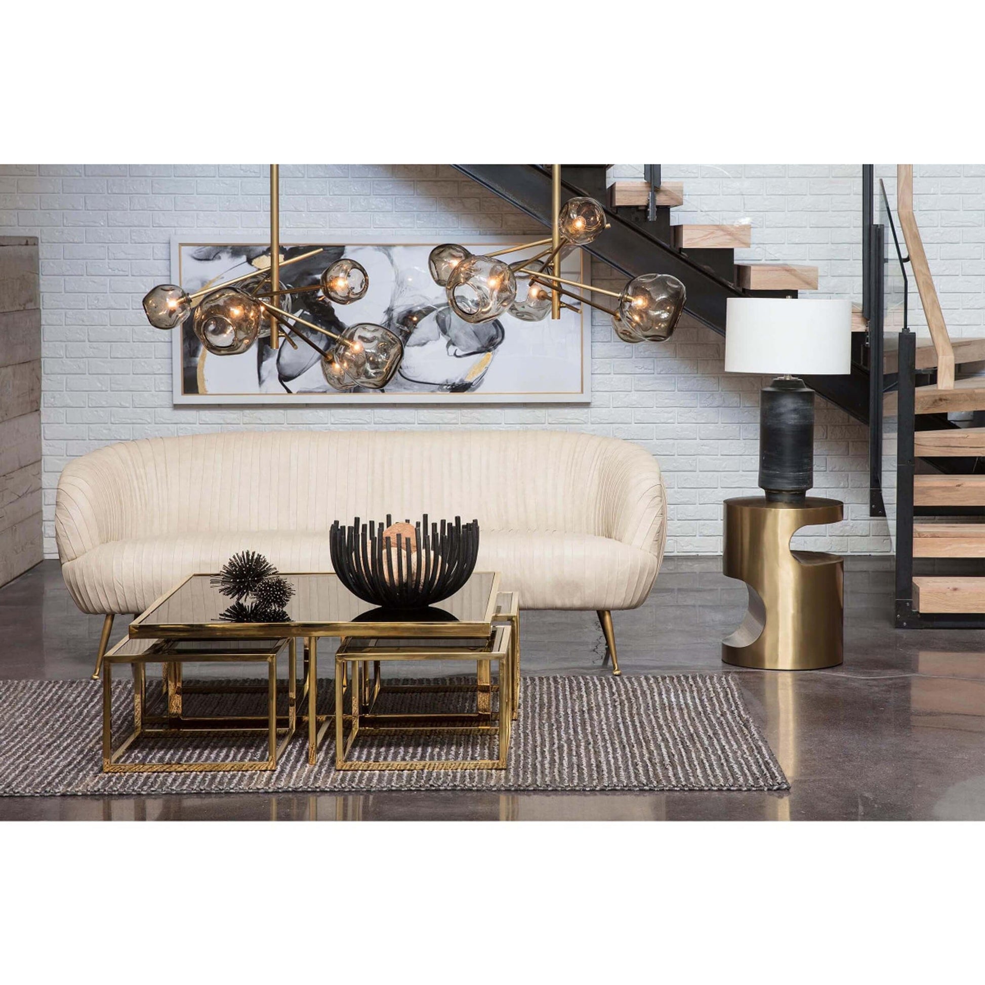 Dayton ceramic table lamp featuring a textured, time-worn ebony finish in a cylindrical silhouette, topped with a natural linen drum shade and polished nickel finial—blending industrial charm with refined design-4